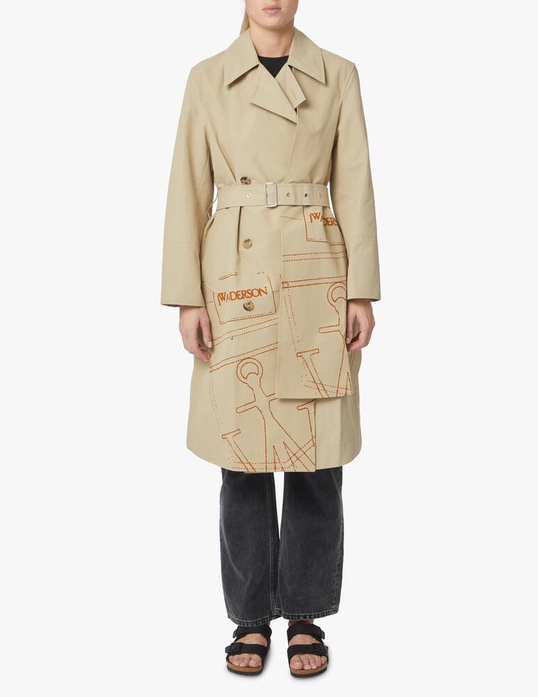 rinascente JW Anderson Trench in misto cotone con logo - beige
