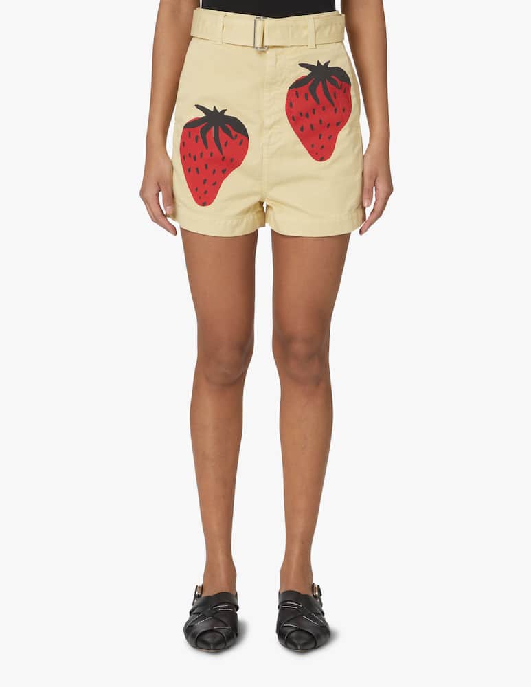 rinascente JW Anderson Cotton shorts with strawberry - beige