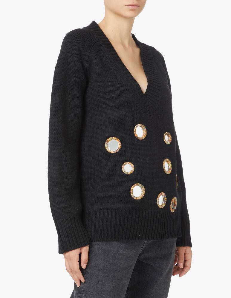 rinascente JW Anderson Maglioncino over in lana con scollo a v Mirror - Nero