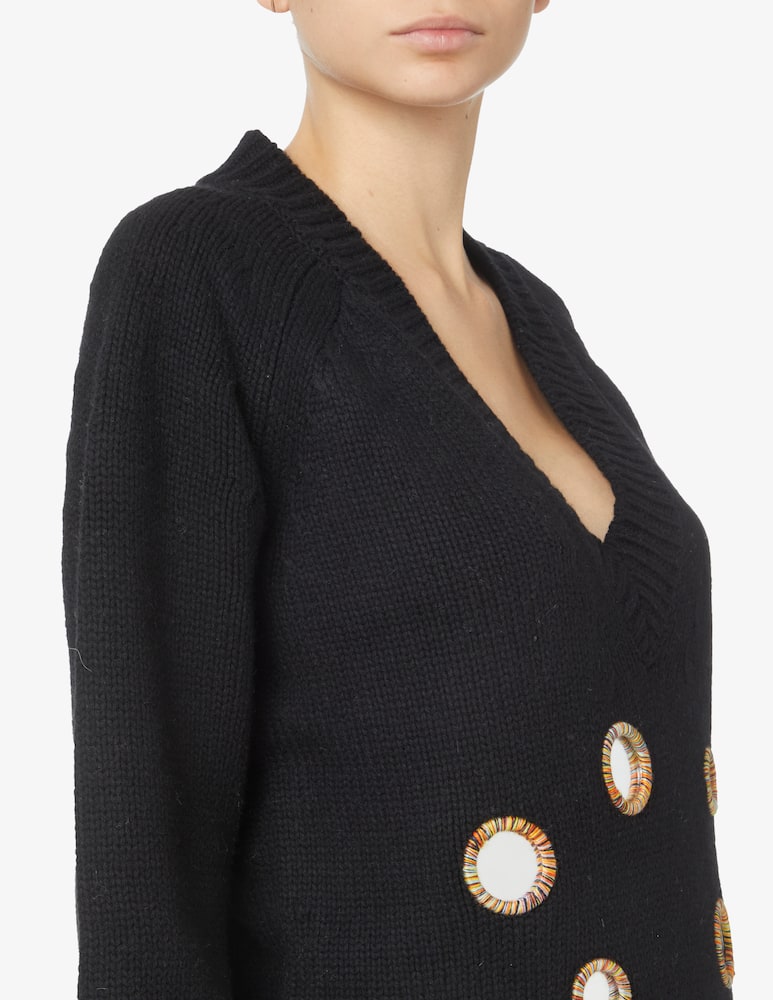 rinascente JW Anderson Maglioncino over in lana con scollo a v Mirror - Nero