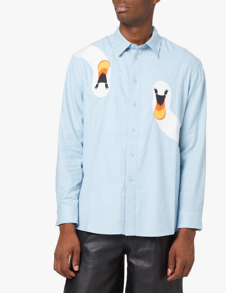 rinascente JW Anderson Camicia con cigno ricamato - Azzurro