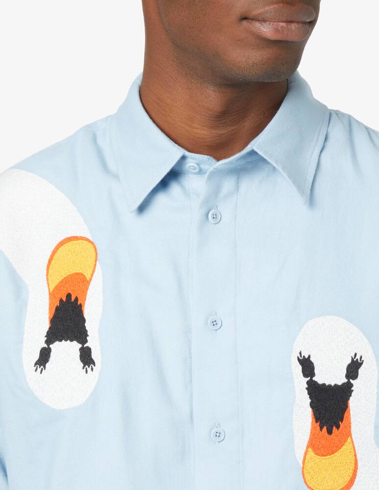 rinascente JW Anderson Camicia con cigno ricamato - Azzurro