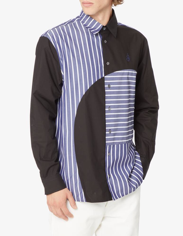rinascente JW Anderson Curved patchwork classic fit shirt - Blue