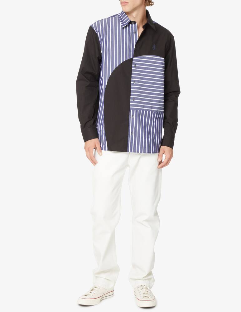 rinascente JW Anderson Curved patchwork classic fit shirt - Blue