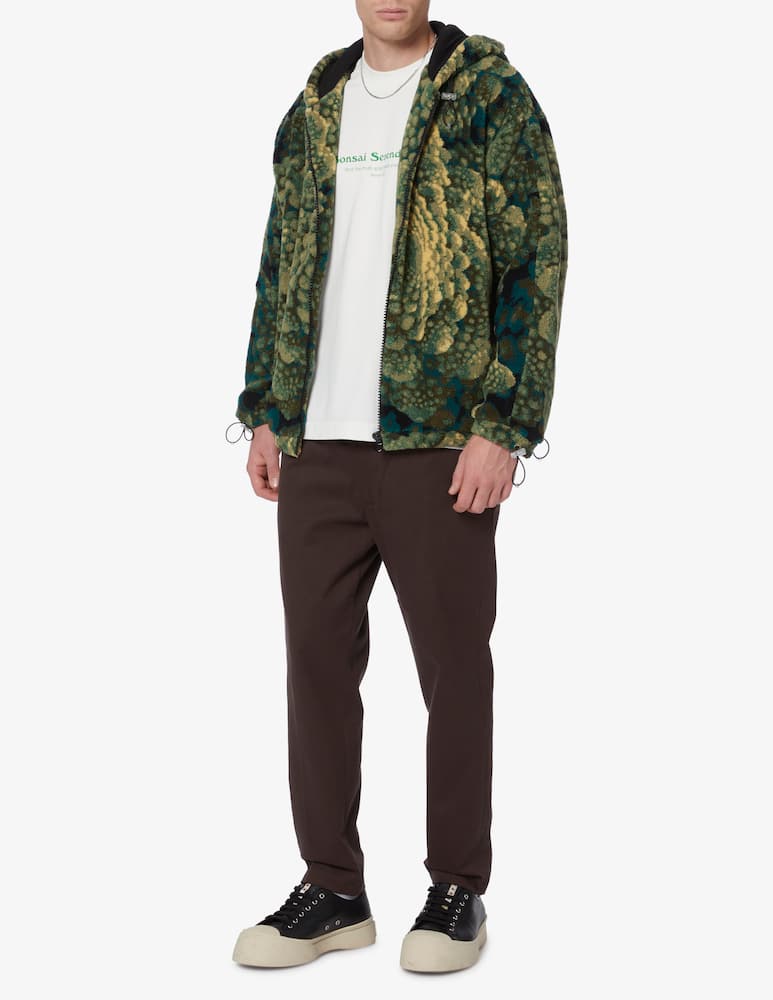 rinascente Bonsai Teddy hoodie fzip print - Green