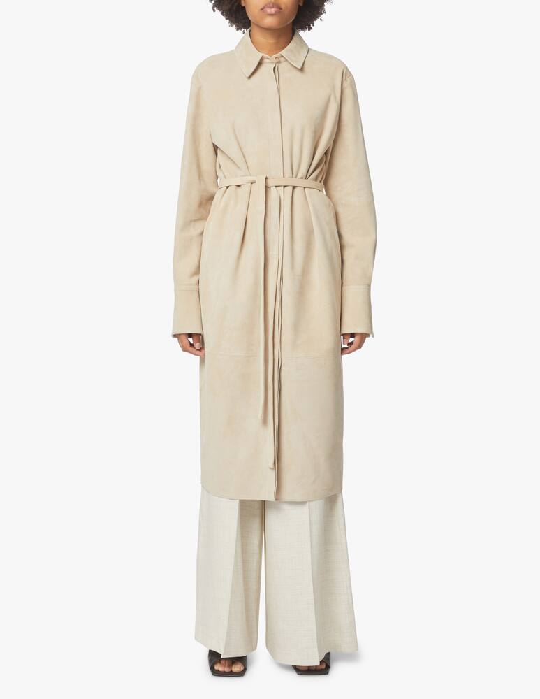 rinascente Joseph Vestito midi  chemisier in pelle scamosciata Dold - beige