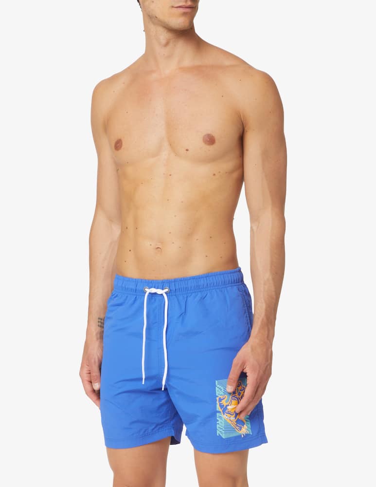 rinascente Santa Cruz Swim short split strip hand - blue