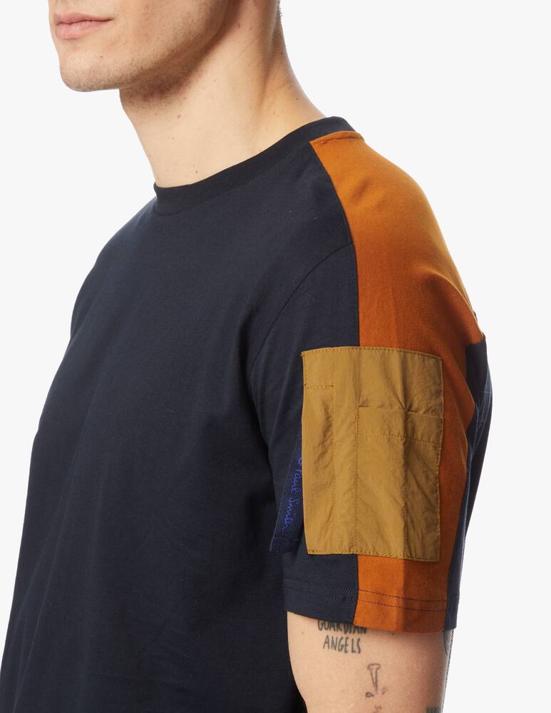 rinascente PS Paul Smith Color block rips t-shirt - blue