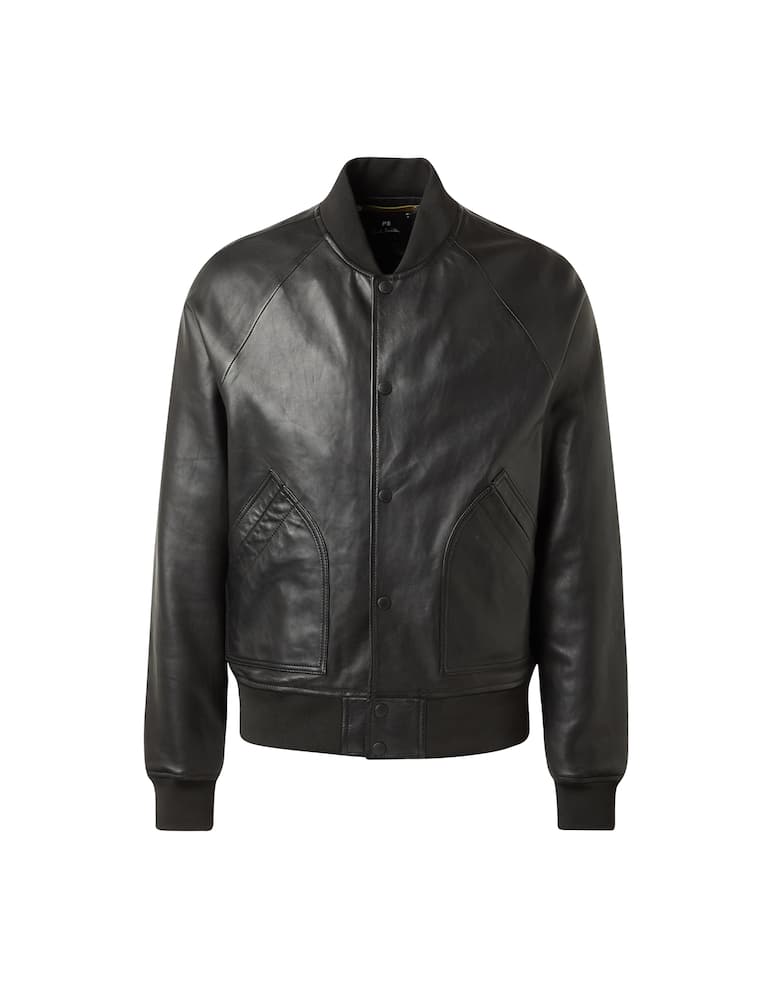 rinascente PS Paul Smith Leather bomber jacket - black