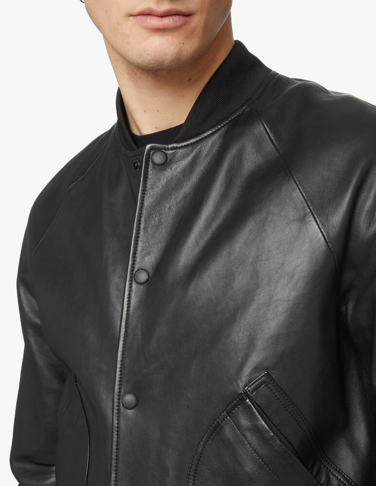 rinascente PS Paul Smith Leather bomber jacket - black