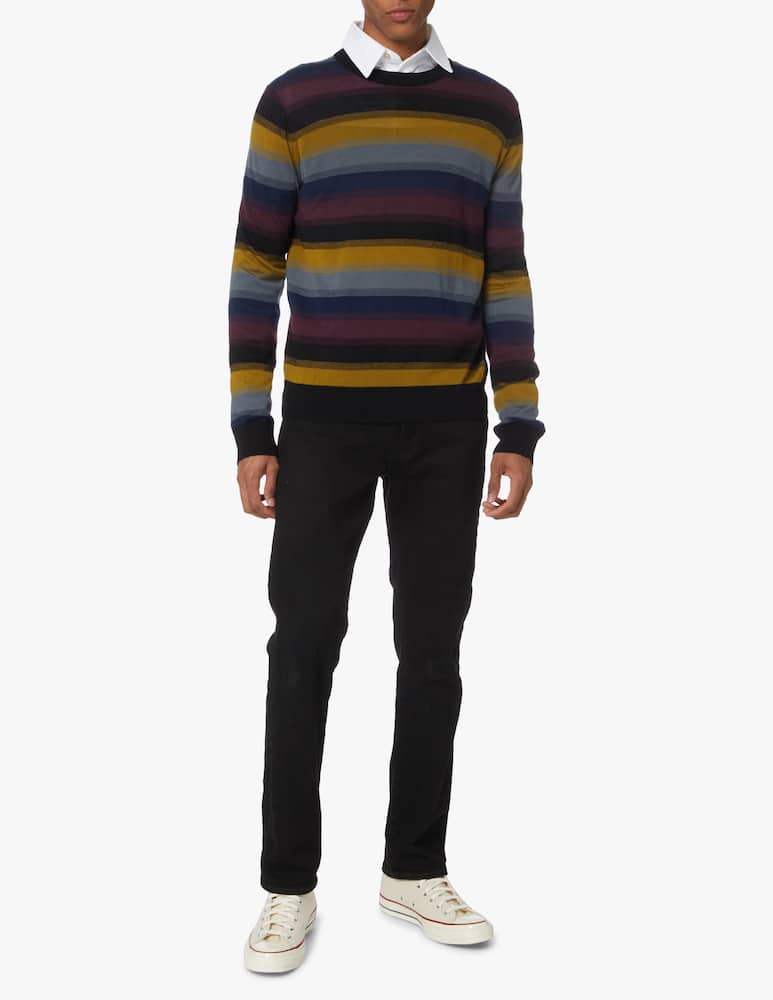 rinascente PS Paul Smith Multi stripe merino roundneck sweater - multi