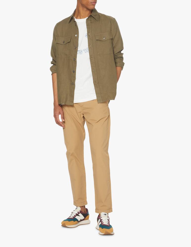 rinascente PS Paul Smith Camicia manica lunga lino con taschini - oliva