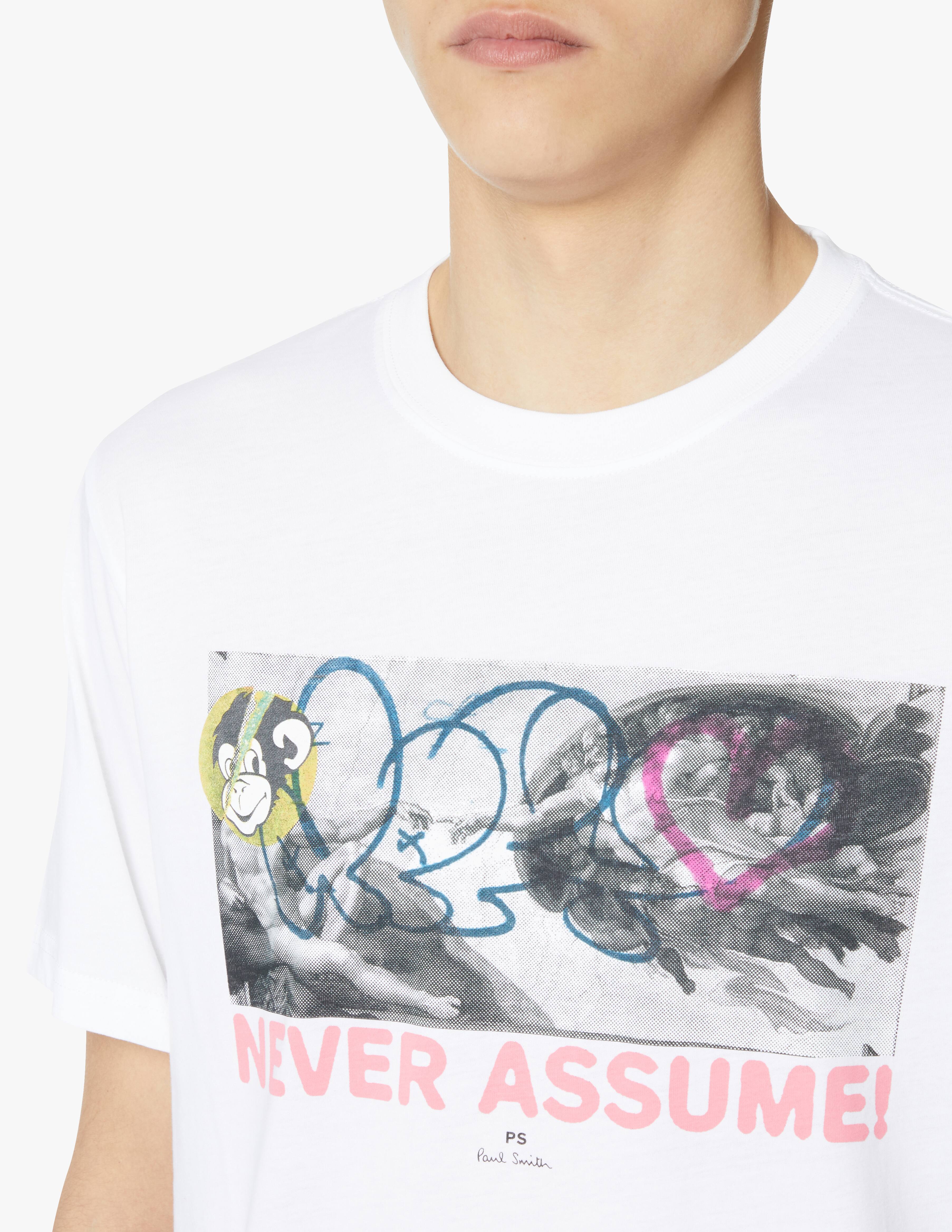 T-shirt Paul Smith 'Never Assume' - Bianco Sporco, Taglia S - Nuova Con Etichetta