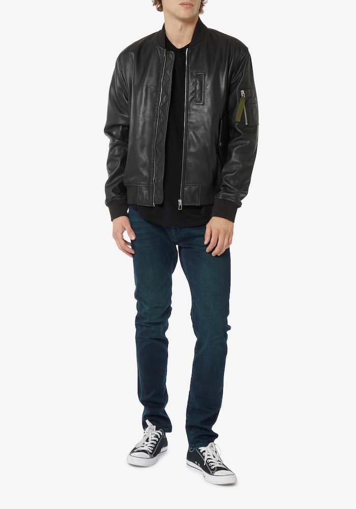 rinascente PS Paul Smith Bomber leather jacket - Black
