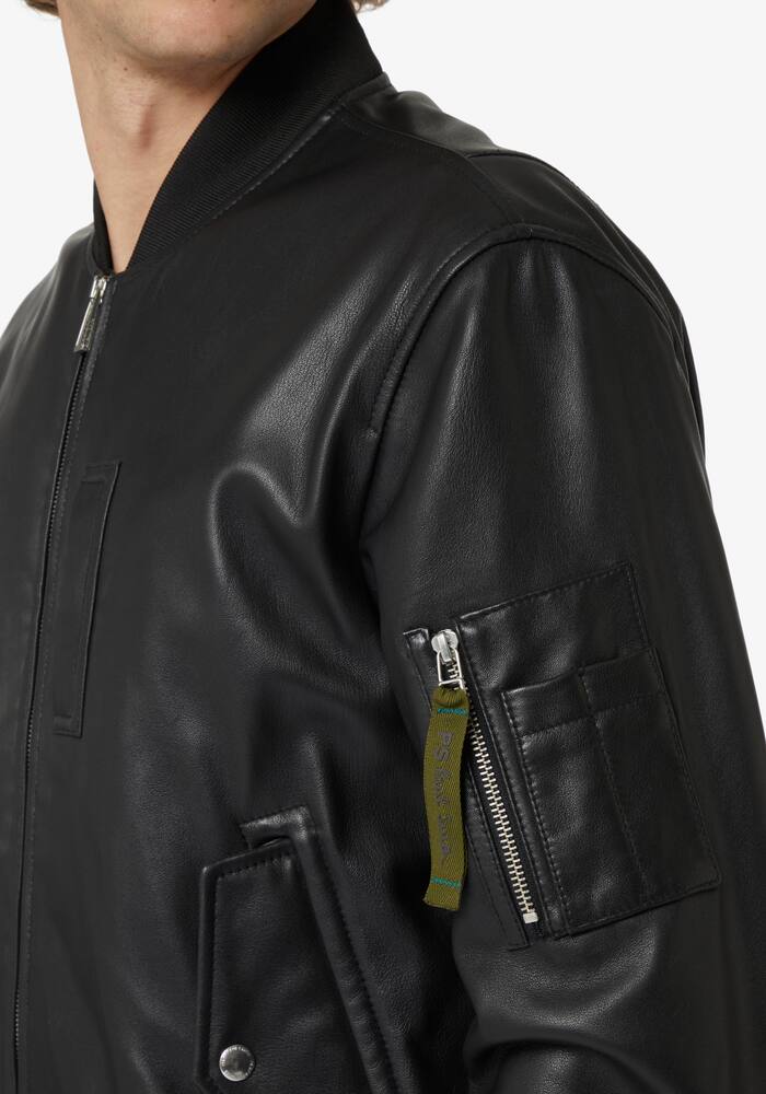 rinascente PS Paul Smith Bomber leather jacket - Black