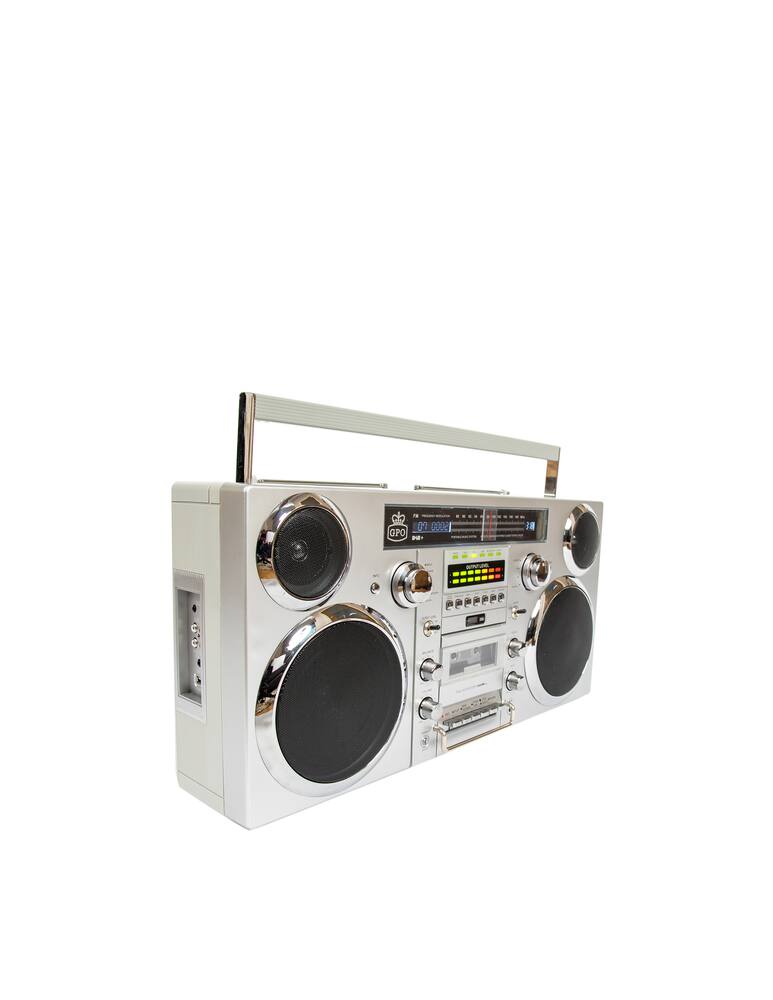 rinascente GPO Boombox Portable Audio System Radio Dab+ CD Cassette Player - Silver