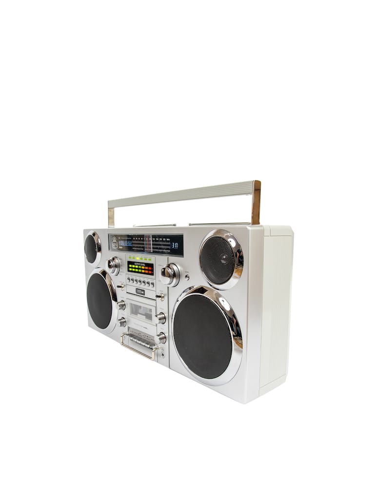 rinascente GPO Boombox Portable Audio System Radio Dab+ CD Cassette Player - Silver