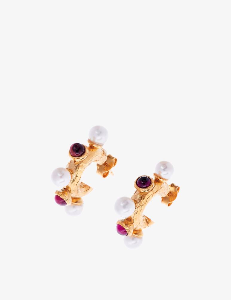 rinascente Alighieri Nocturnal desire pearl & garnet earrings