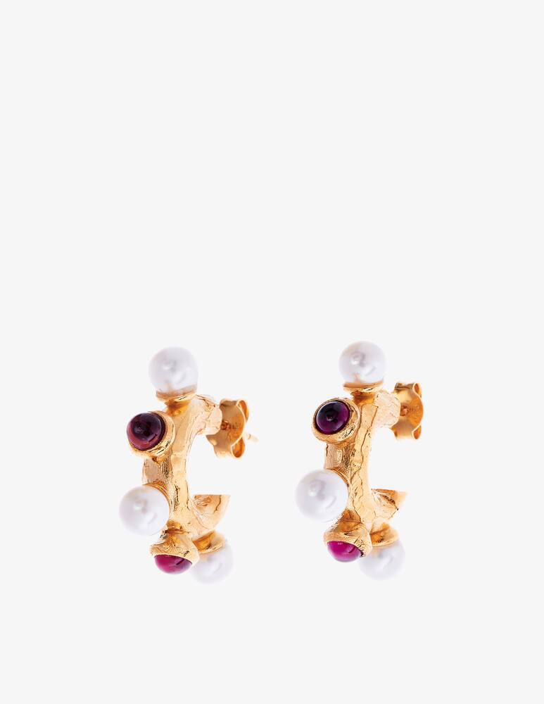 rinascente Alighieri Nocturnal desire pearl & garnet earrings