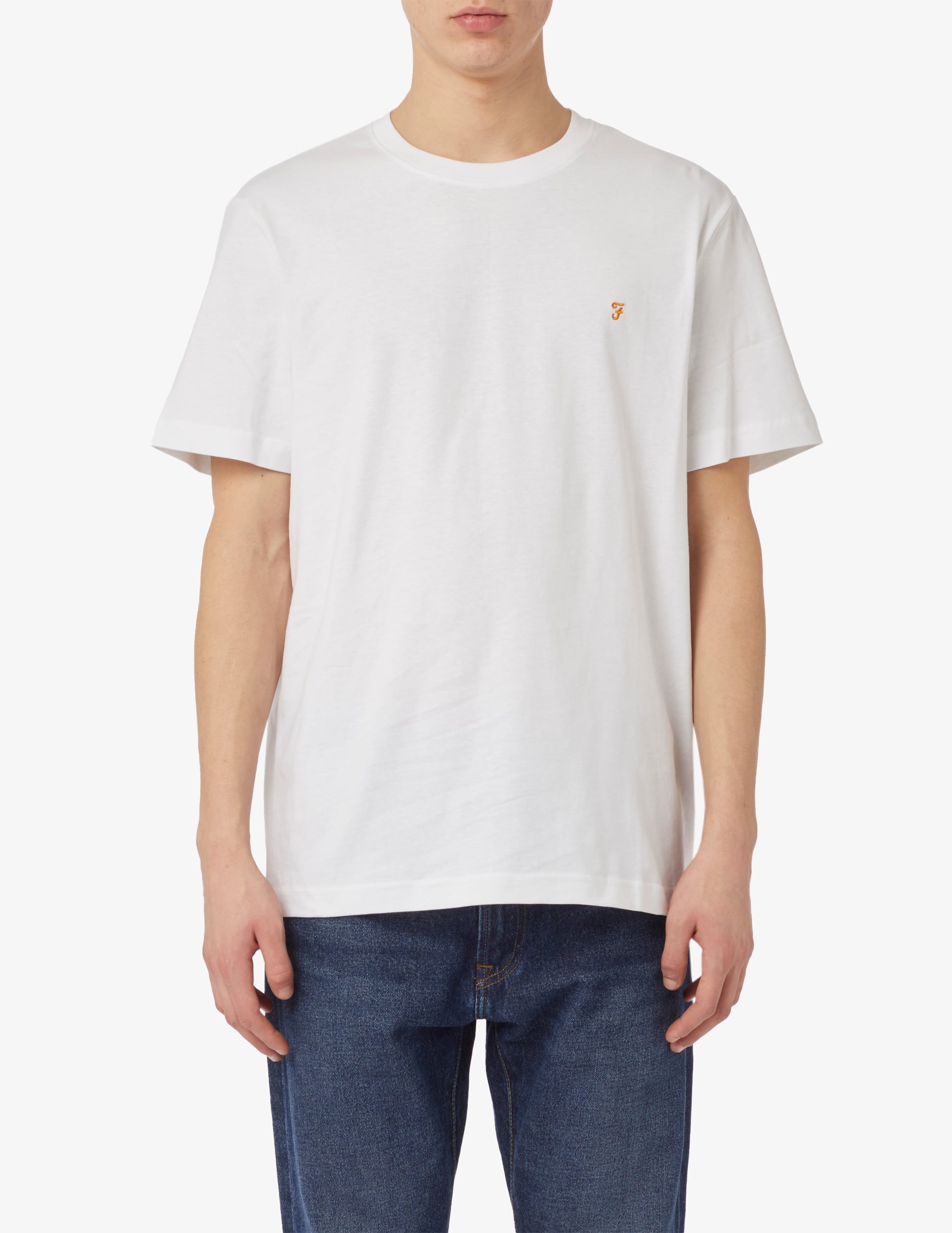Farah T-Shirt Eddie Tee Uomo - Maglietta In Puro Cotone Biologico Con Logo Ricamato - Lavabile In Lavatrice - Colore Classico