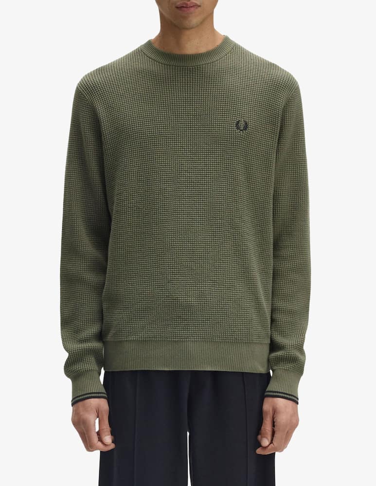 Fred Perry Cotton waffle knit jumper - picture 1 Fred Perry Cotton waffle knit jumper - picture 1
