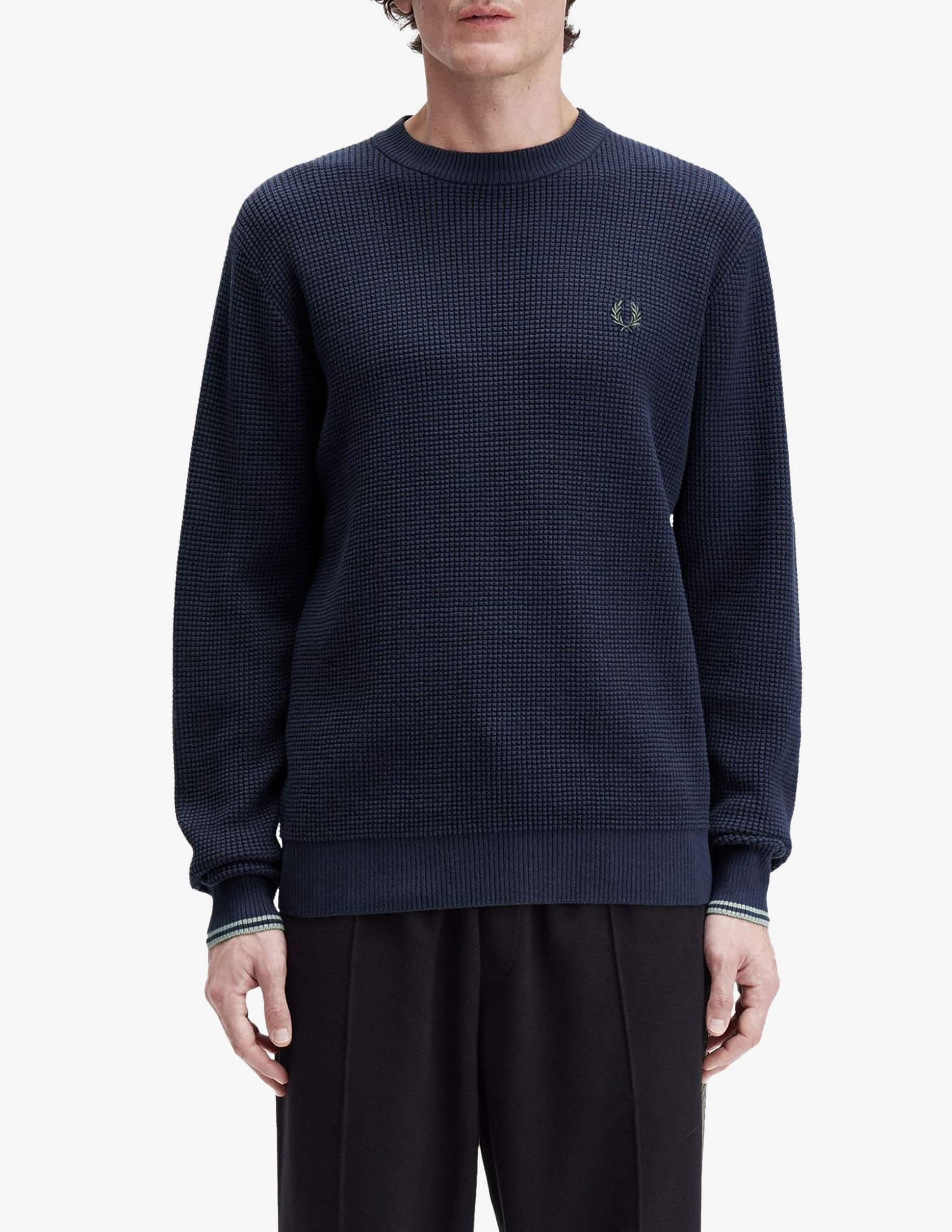 Fred Perry Waffle Knit Fred Perry Waffle Stitch Knitted Jumper In 