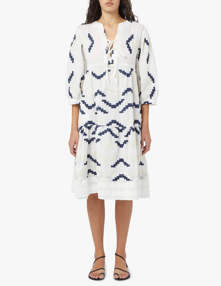 rinascente Greek Archaic Kori Maxi printed cotton kaftan - white