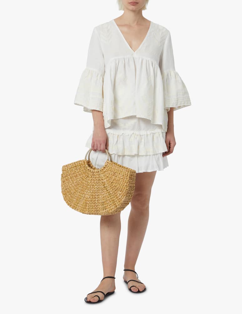 Greek Archaic Kori Linen shirt with greek print - white - picture 2