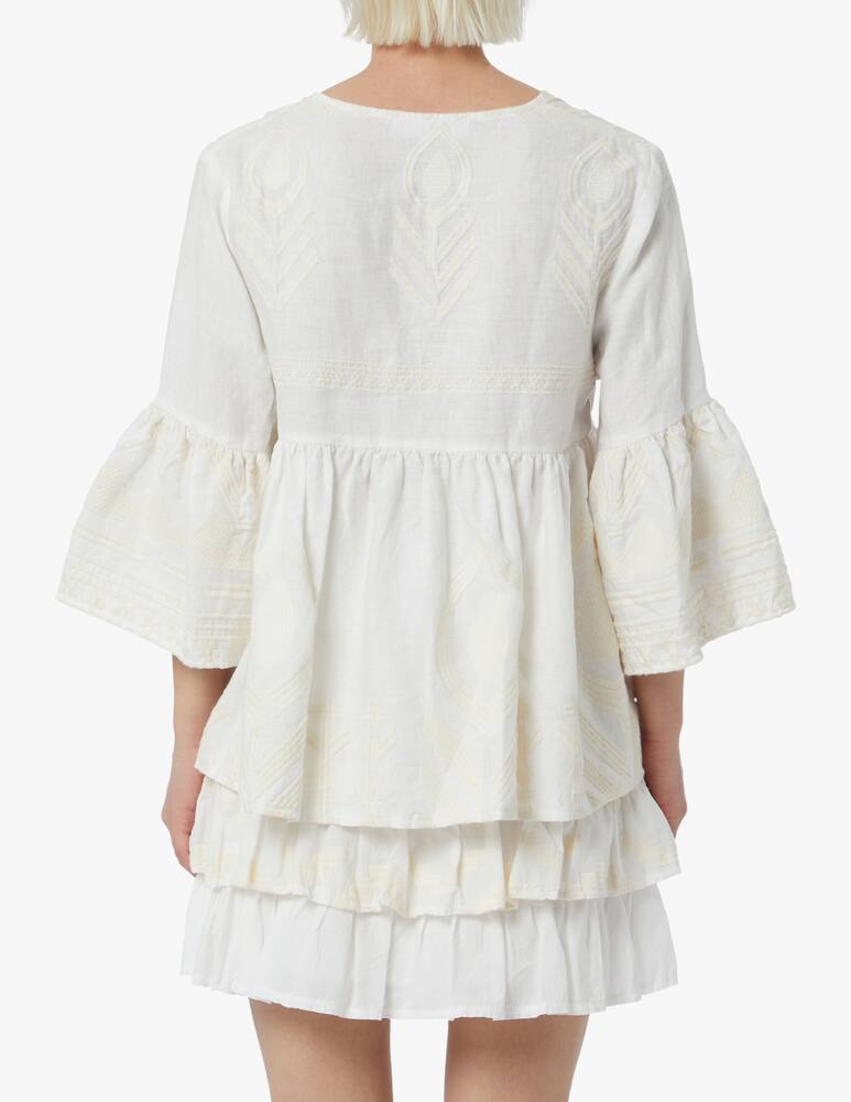 Greek Archaic Kori Linen shirt with greek print - white - picture 3