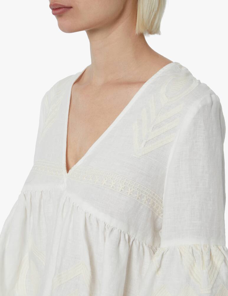 Greek Archaic Kori Linen shirt with greek print - white - picture 5