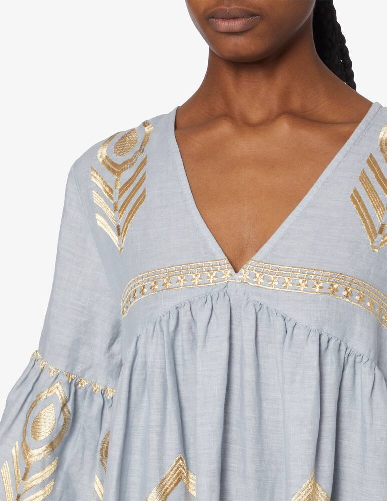 rinascente Greek Archaic Kori Mini abito piuma manica a campana