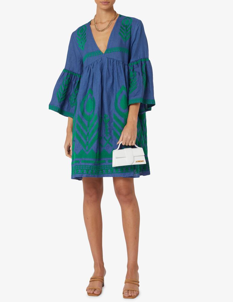 rinascente Greek Archaic Kori Mini abito piuma manica a campana