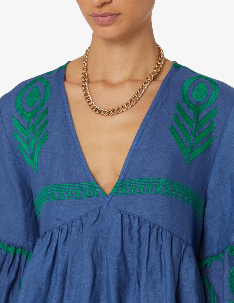 rinascente Greek Archaic Kori Mini abito piuma manica a campana