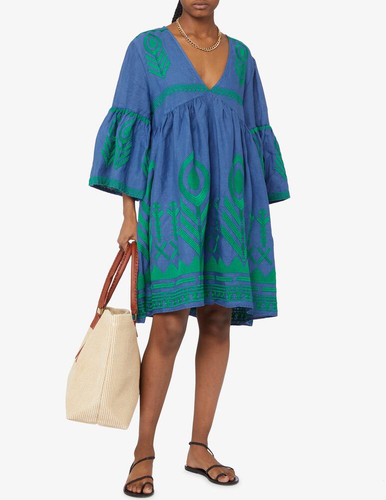 rinascente Greek Archaic Kori Mini dress feather bell sleeve