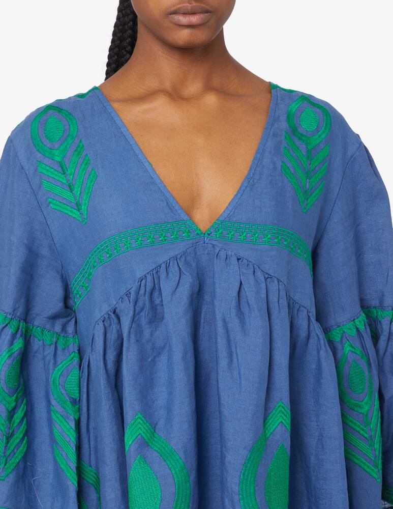 rinascente Greek Archaic Kori Mini dress feather bell sleeve
