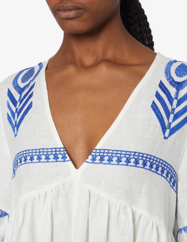 rinascente Greek Archaic Kori Max abito manica a campana in piuma