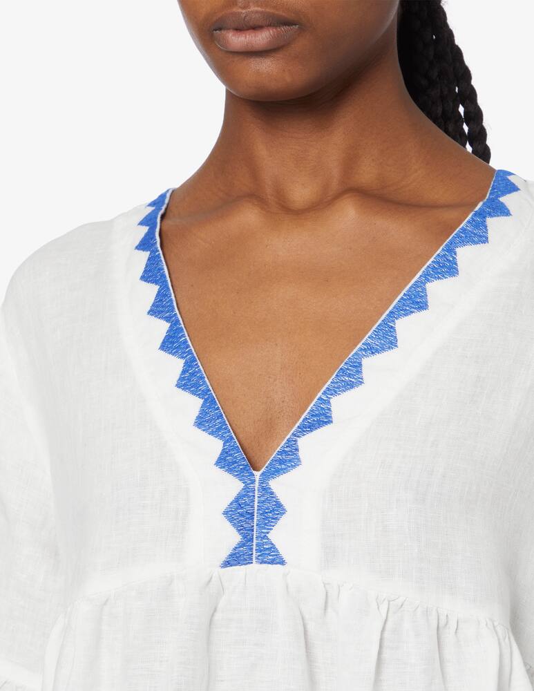 rinascente Greek Archaic Kori Mini abito piuma chevron maniche a campana