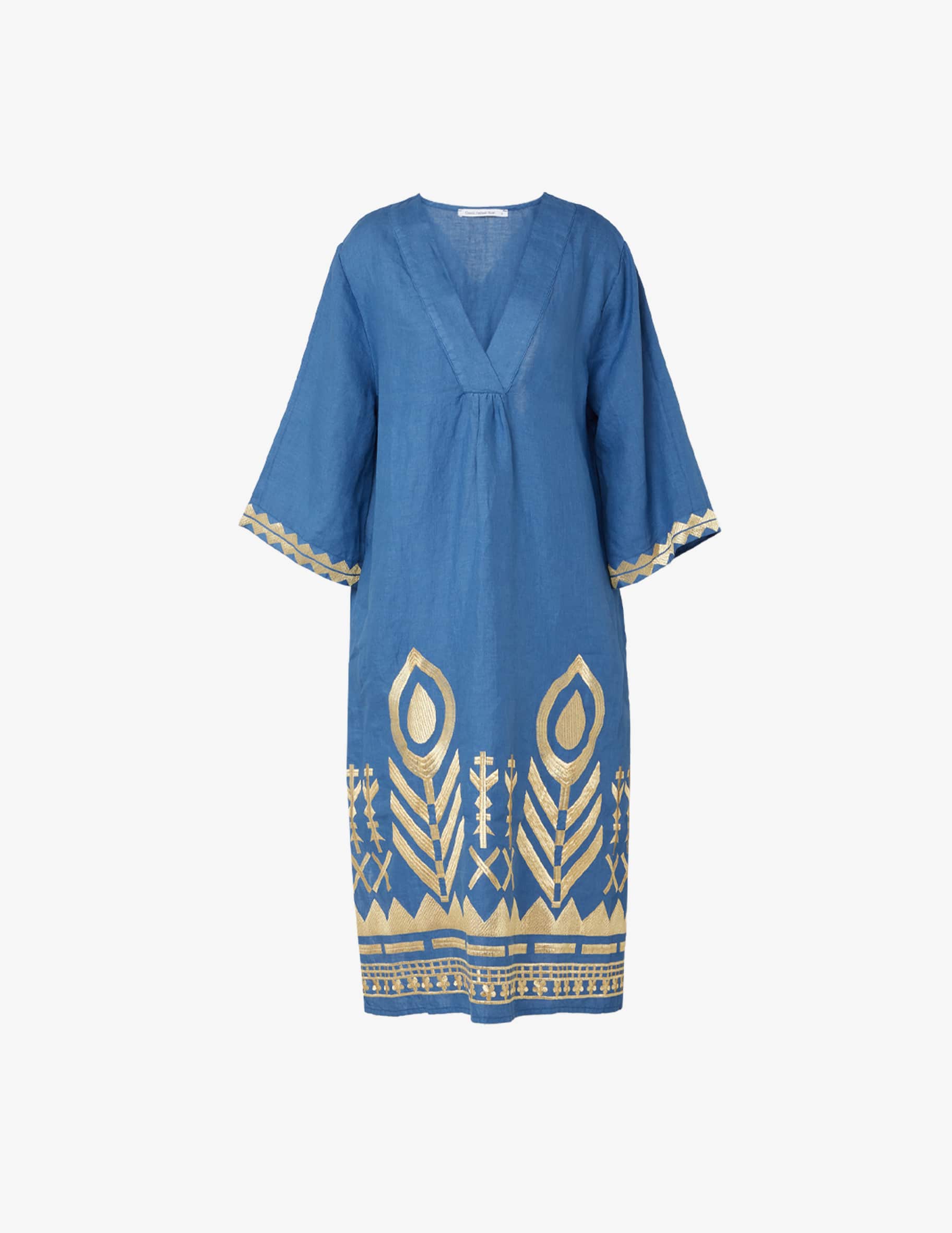 Shop Greek Archaic Kori Dress feather chevron v neck on Rinascente