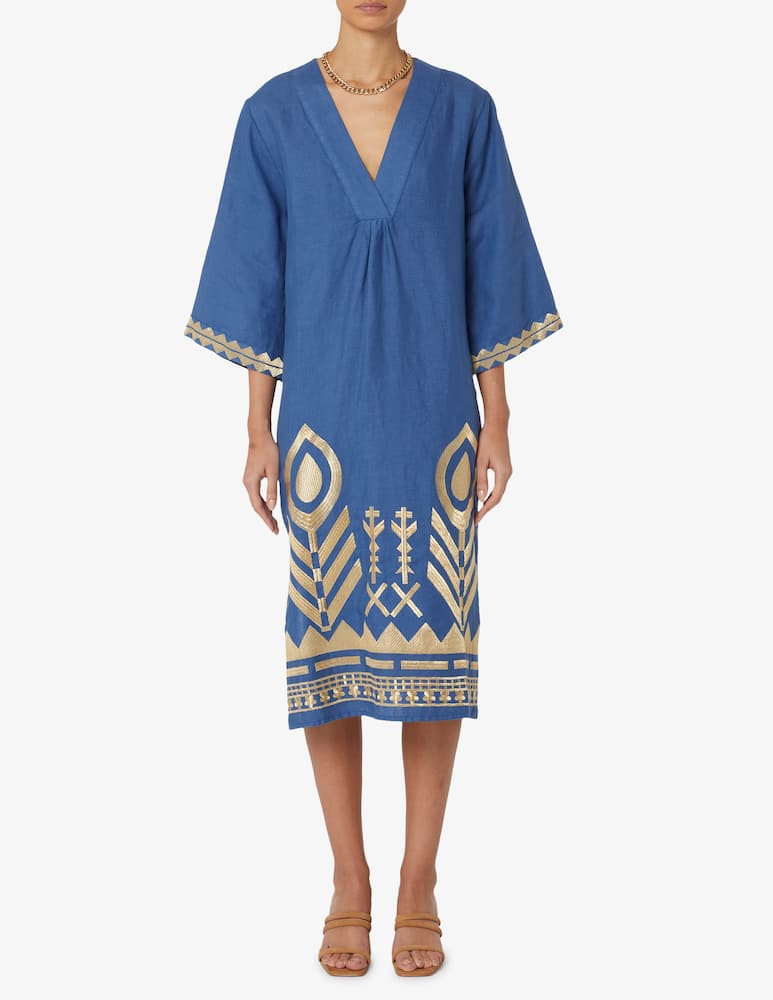 rinascente Greek Archaic Kori Abito piuma chevron scollo a v