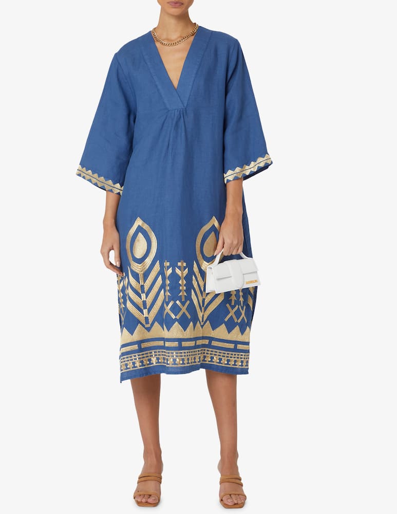 rinascente Greek Archaic Kori Abito piuma chevron scollo a v