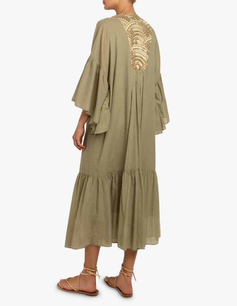 rinascente Greek Archaic Kori Long linen kaftan