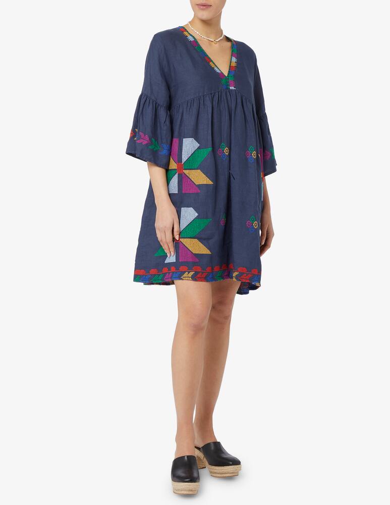 rinascente Greek Archaic Kori Kaftano corto lino vneck manica campana