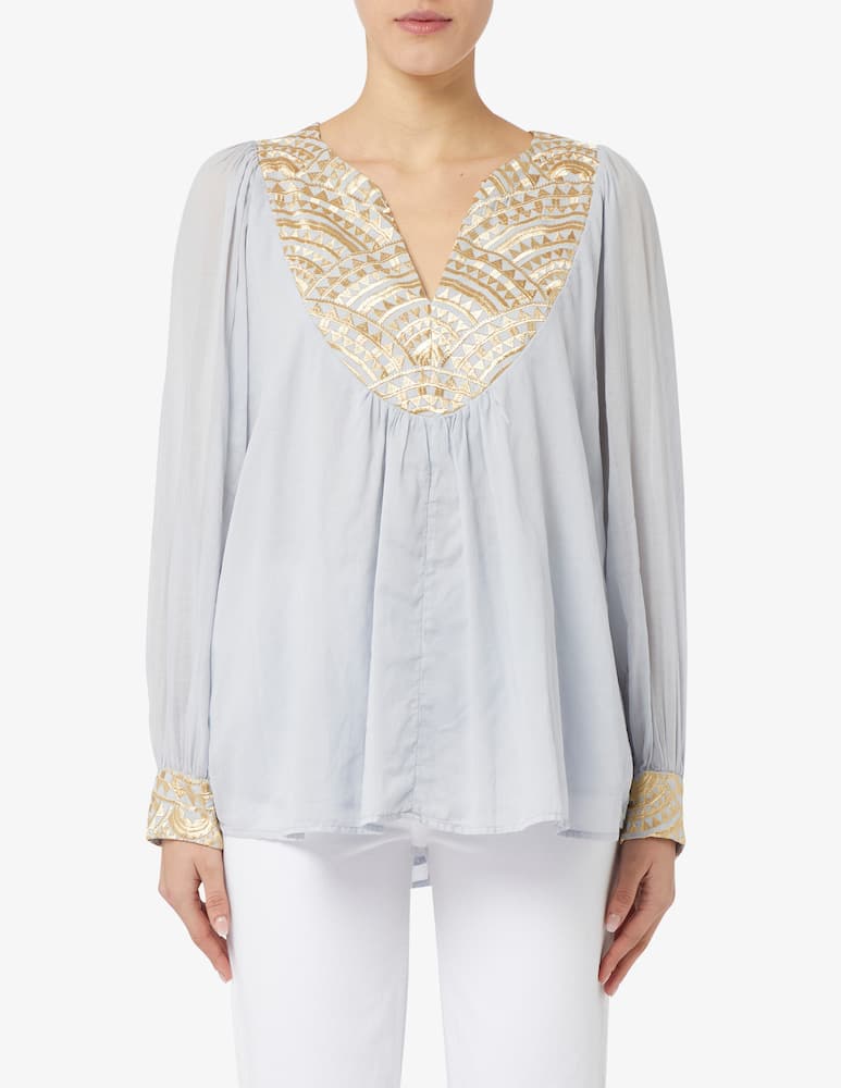Greek Archaic Kori Bluse in cotone con stampa - immagine 1 Greek Archaic Kori Bluse in cotone con stampa - immagine 1