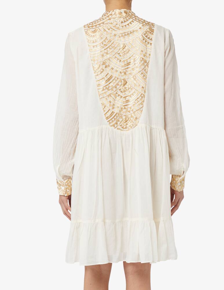 rinascente Greek Archaic Kori Short cotton kaftan with gold print