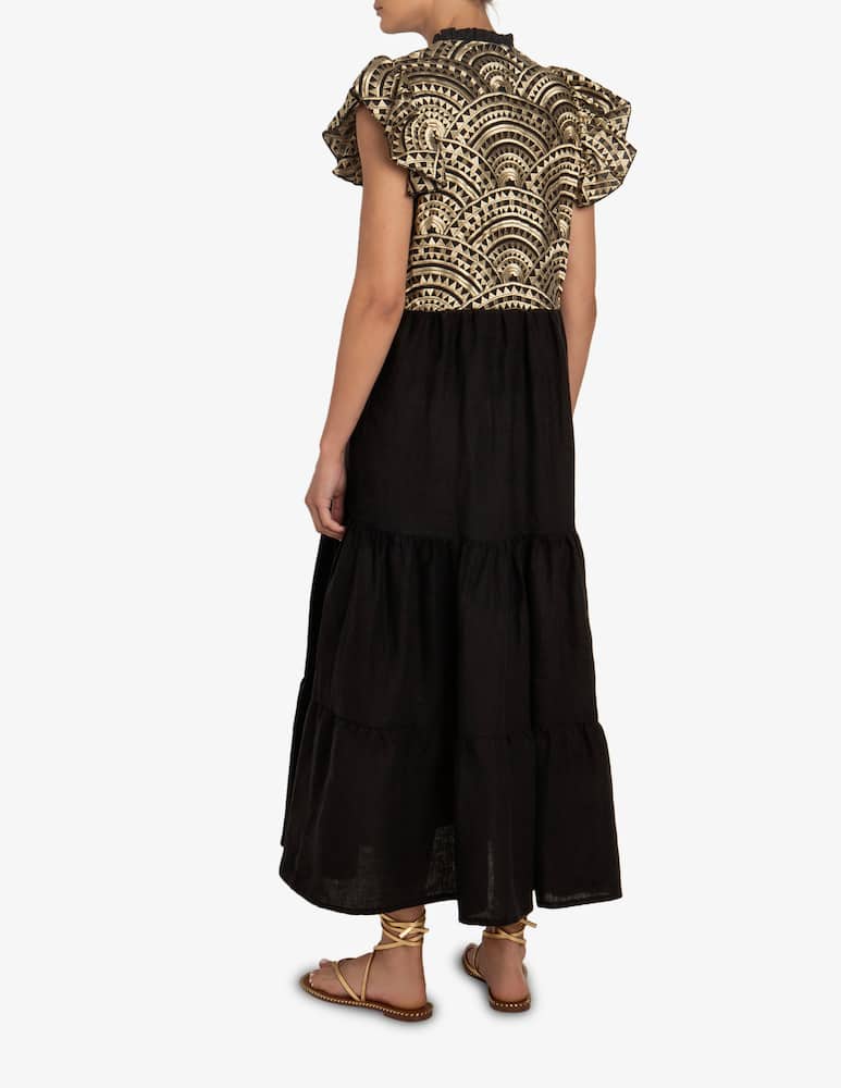 Greek Archaic Kori Embroidered tiered dress - picture 2 Greek Archaic Kori Embroidered tiered dress - picture 2