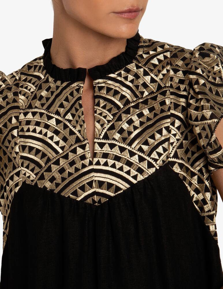 rinascente Greek Archaic Kori Embroidered tiered dress