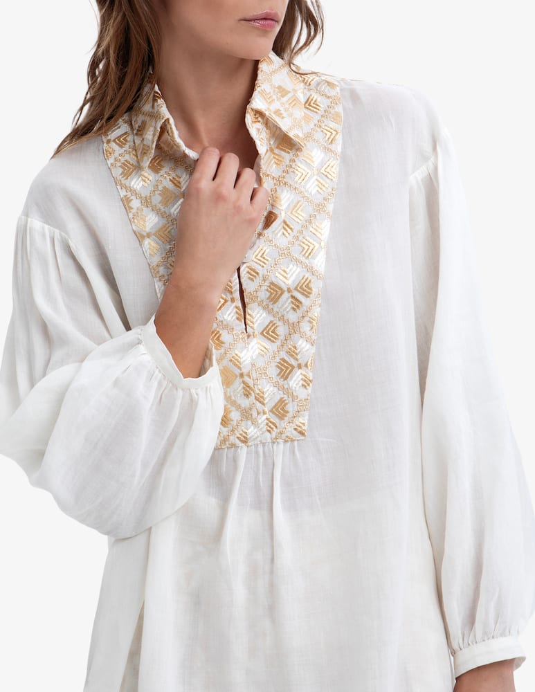 rinascente Greek Archaic Kori Tunica con ricami geometrici