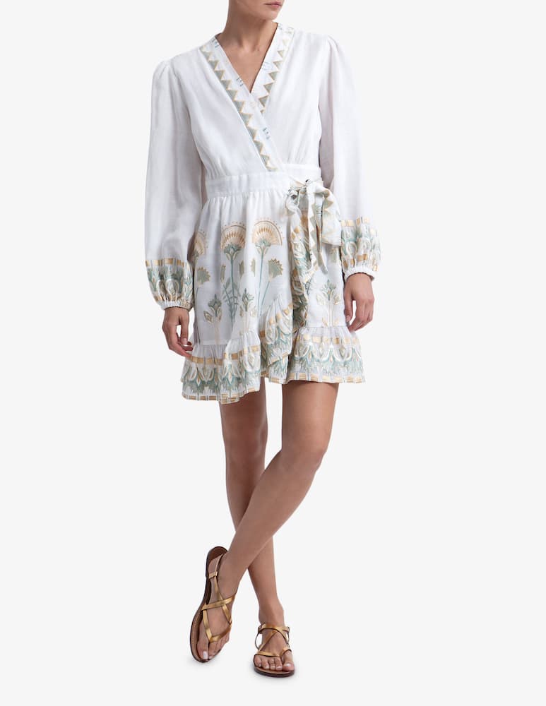 rinascente Greek Archaic Kori Papyrus wrap mini dress