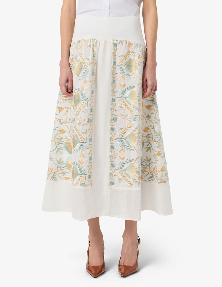 rinascente Greek Archaic Kori Blossom embroidered long skirt