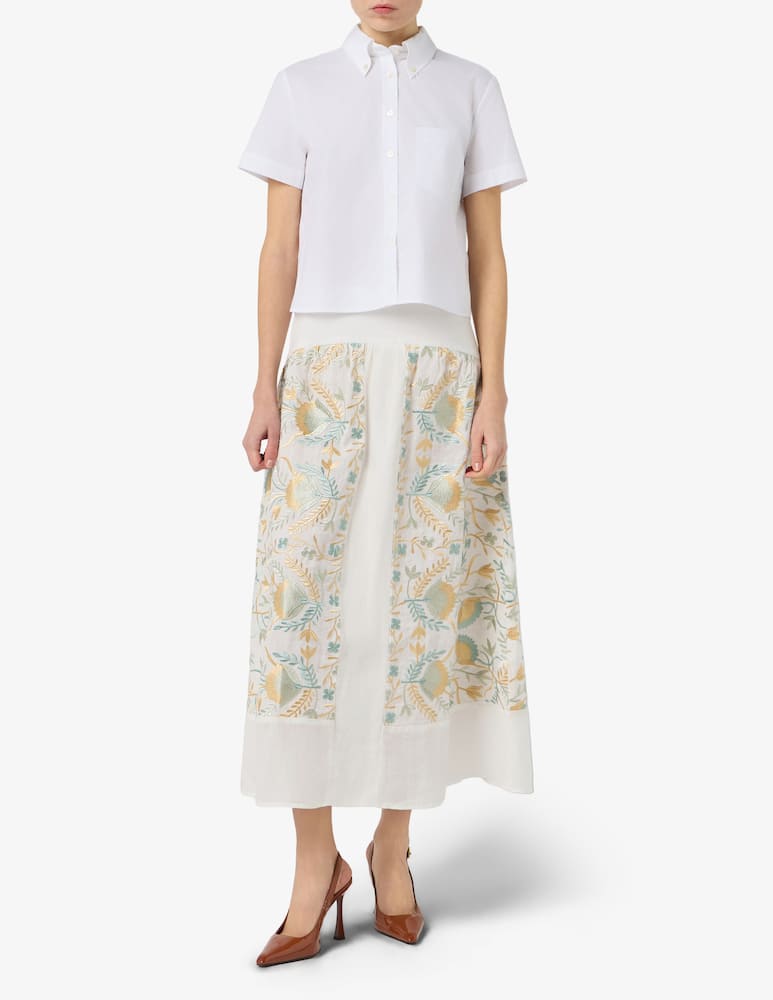 rinascente Greek Archaic Kori Blossom embroidered long skirt